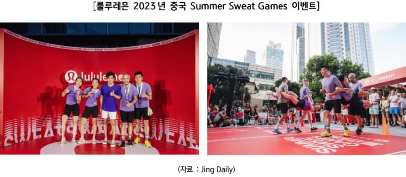 룰루레몬이 2023년 중국에서 진행한 'summer sweat games' 이벤트 전경.